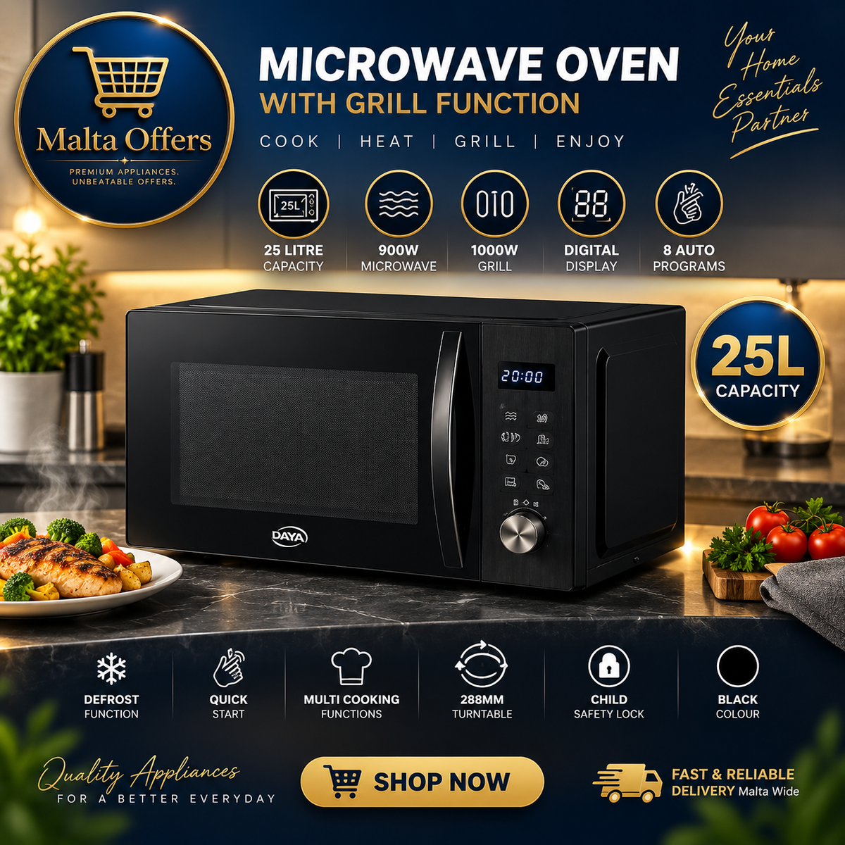 π½οΈ DAYA Microwave Oven with Grill β 25L