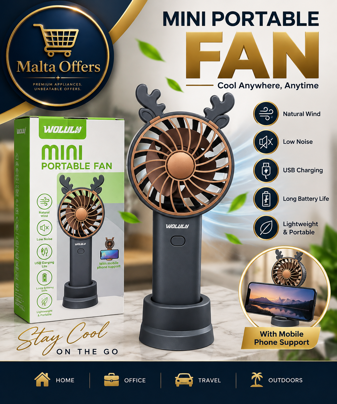 ⨠WOLULU Mini Portable Fan