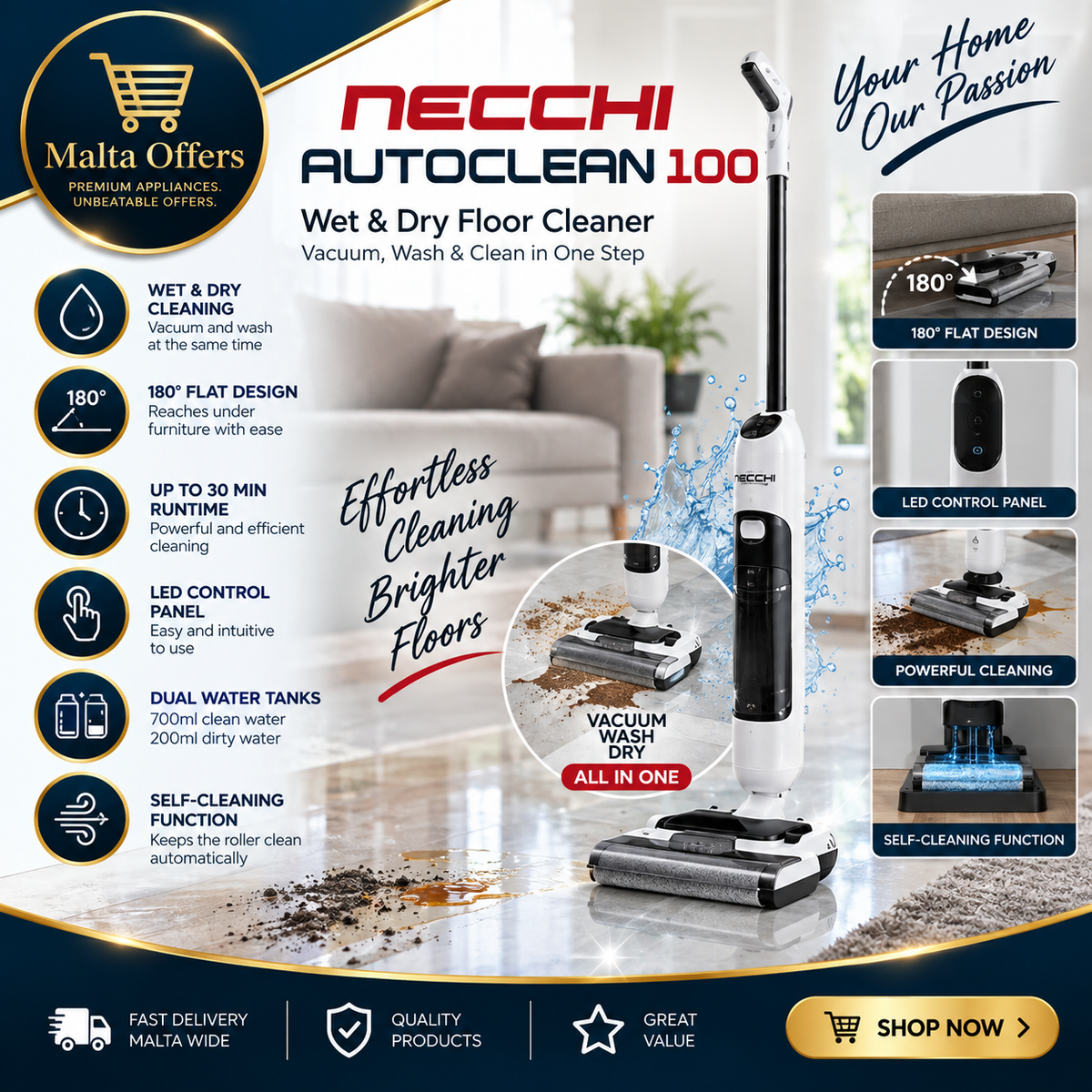 NECCHI Autoclean 100 โ Wet & Dry Floor Cleaner