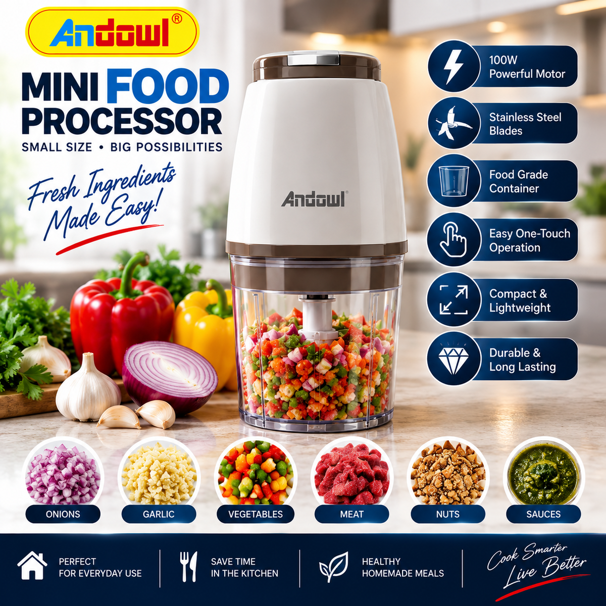 ✨ Andowl Mini Food Processor