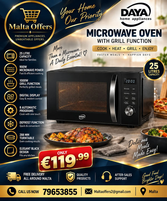 DAYA Microwave Oven with Grill Function – 25L
