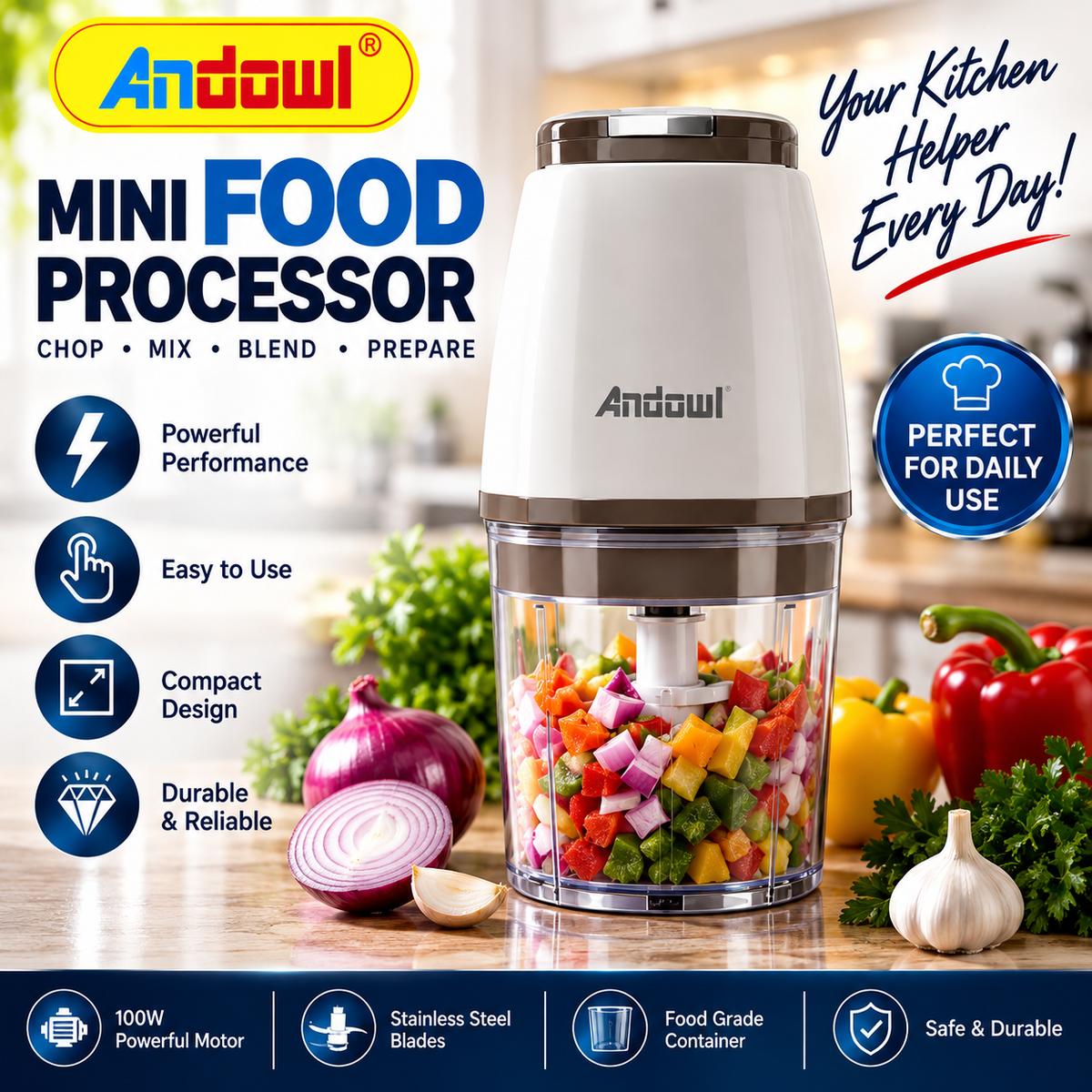 ✨ Andowl Mini Food Processor