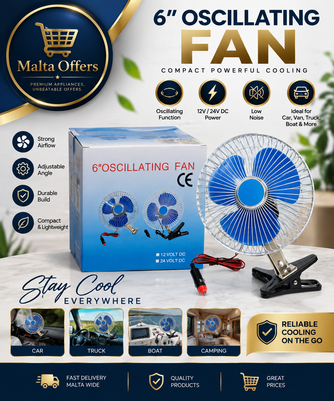 ✨ 6" Oscillating DC Fan