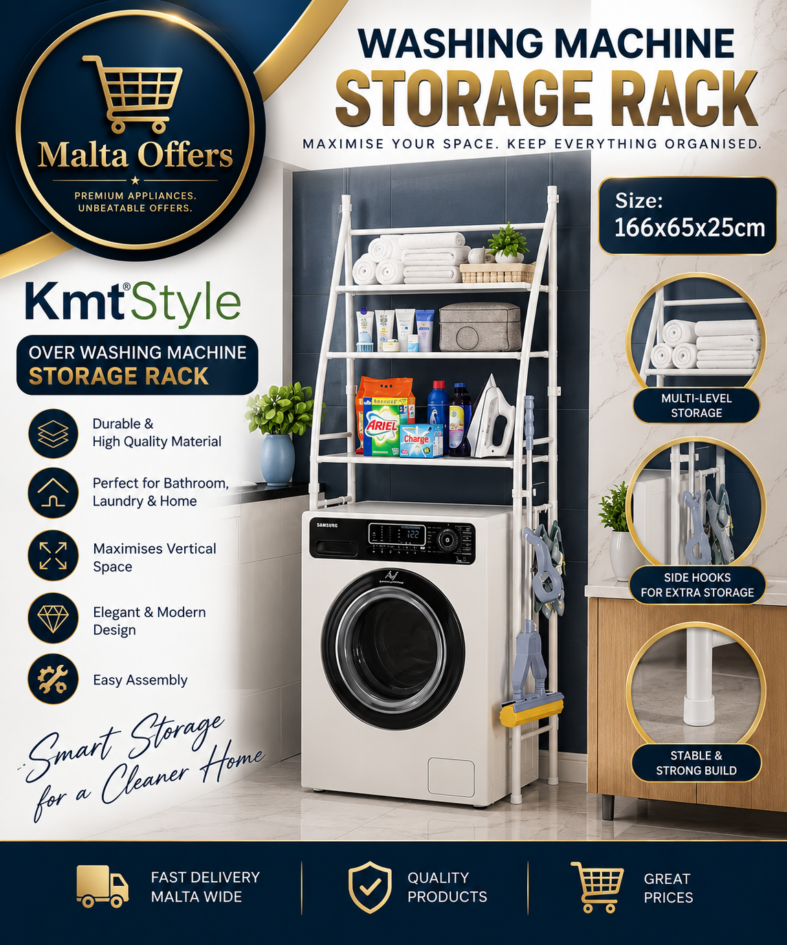 ✨ KmtStyle Over Washing Machine Storage Rack