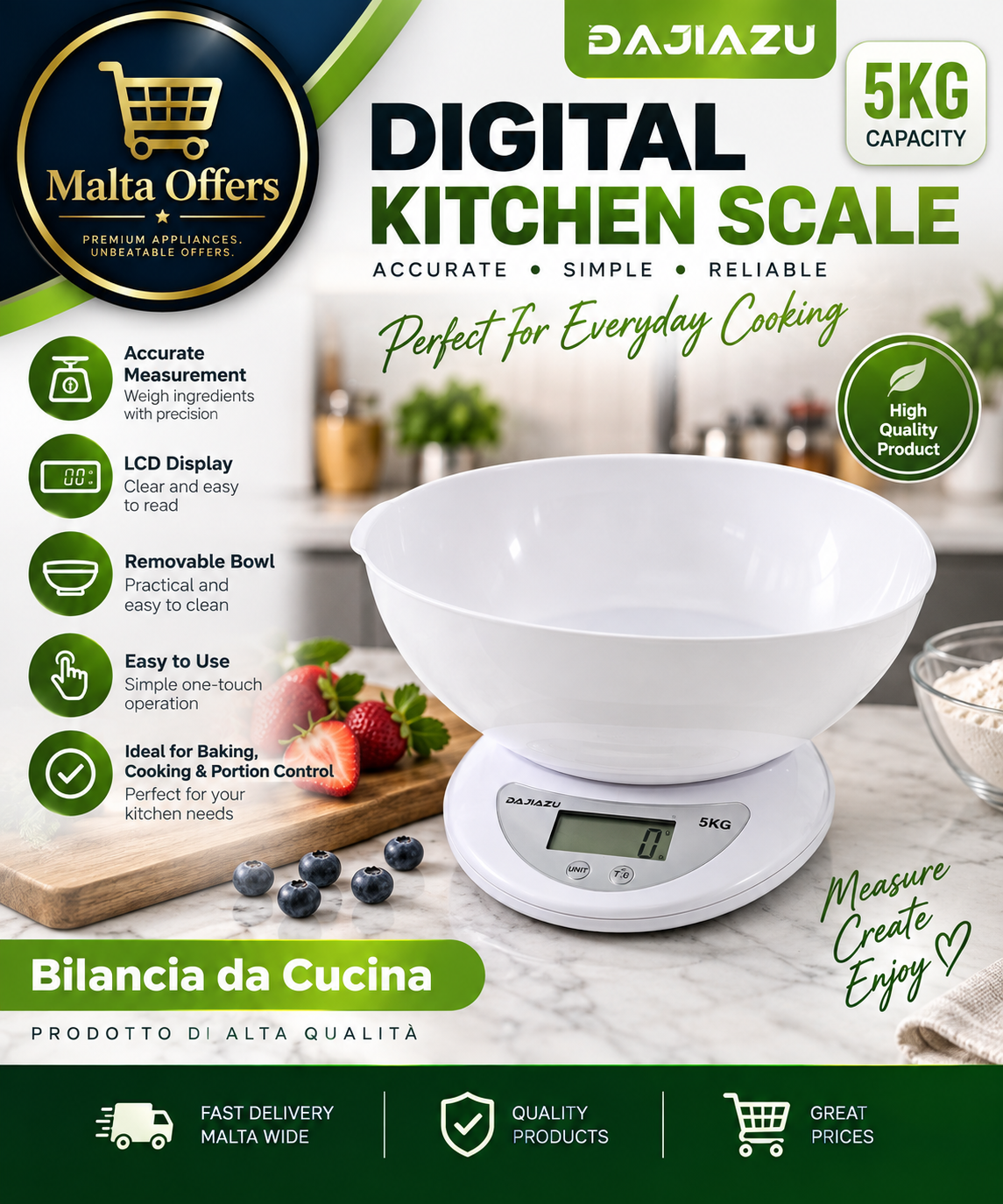 ✨ DAJIAZU 5KG Digital Kitchen Scale