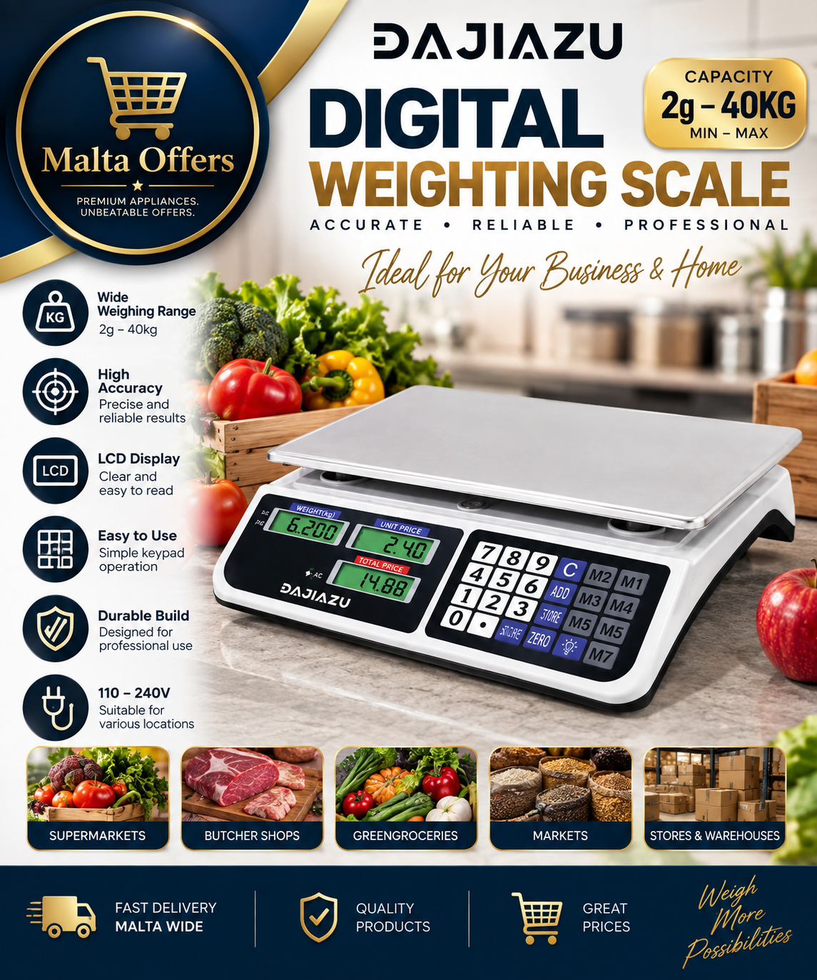 ✨ DAJIAZU Digital Commercial Weighing Scale