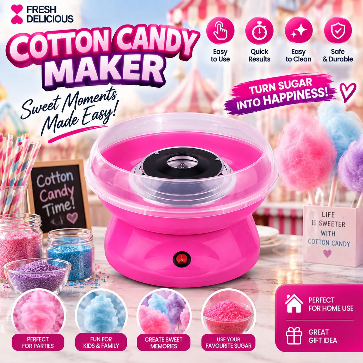 ✨ Fresh Delicious Cotton Candy Maker