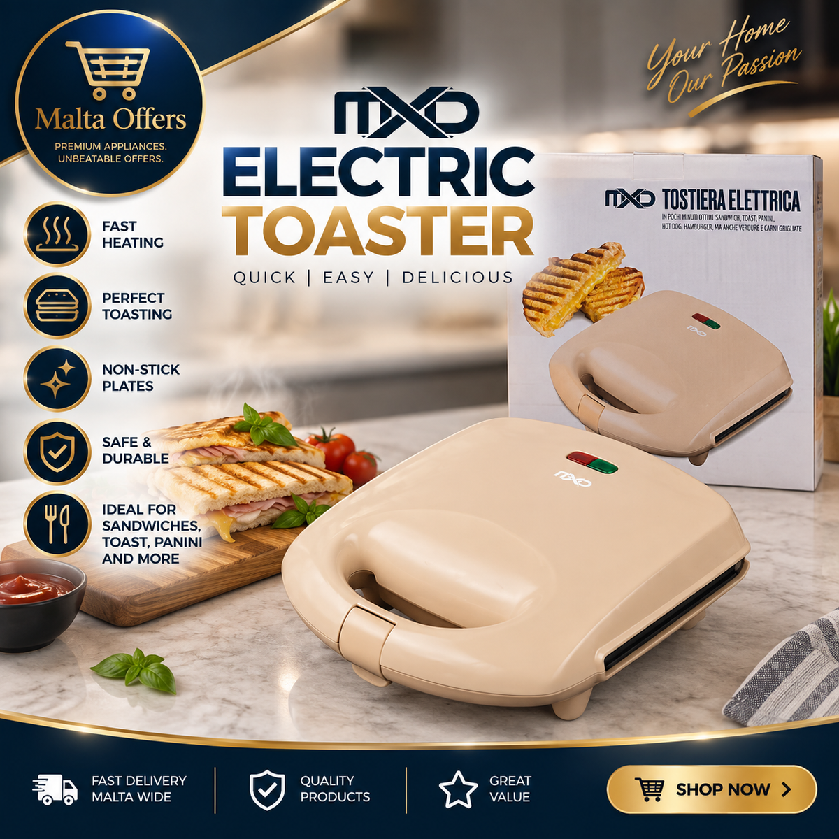 NXD Electric Toaster – Sandwich &amp; Panini Maker21.99