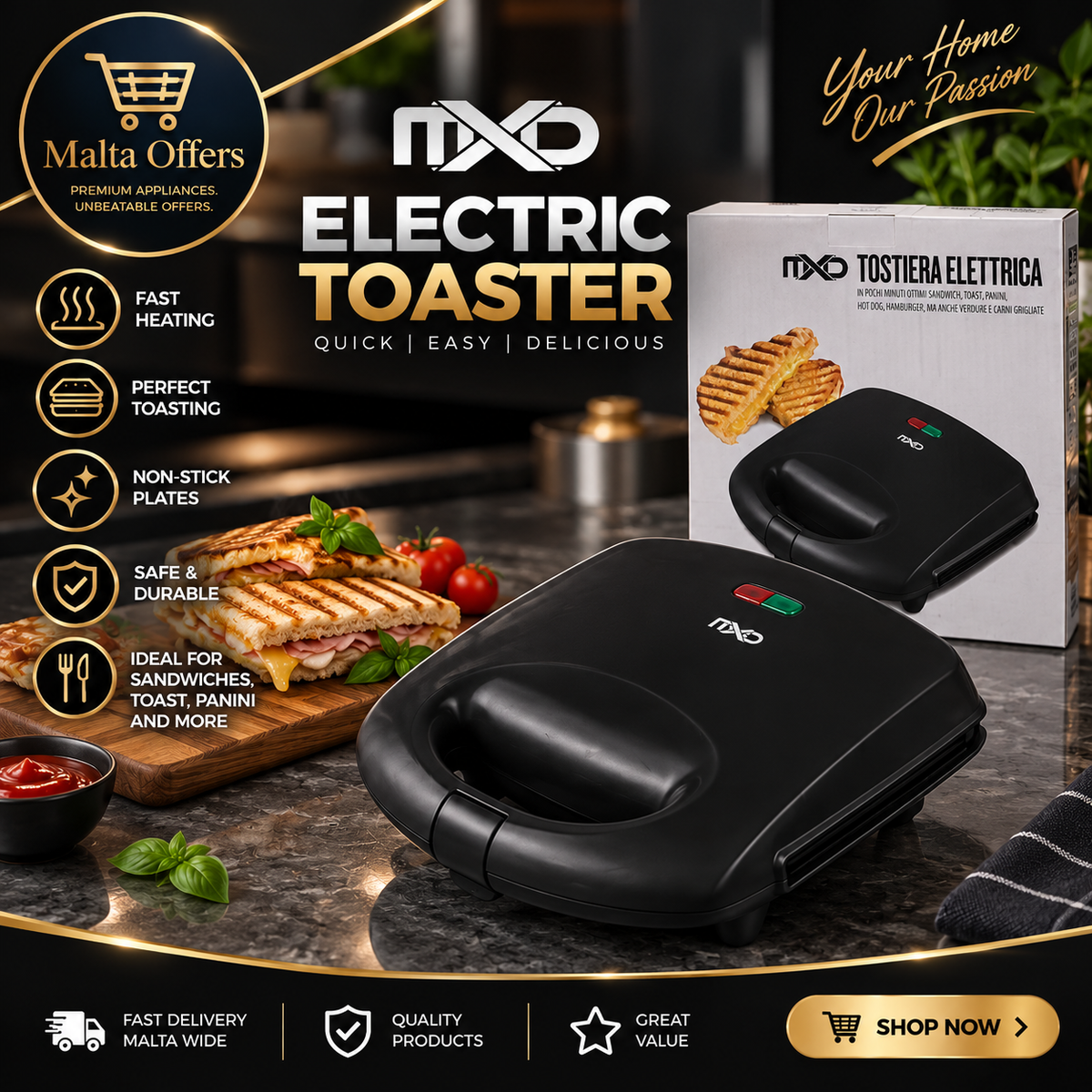 NXD Electric Toaster – Sandwich &amp; Panini Maker21.99