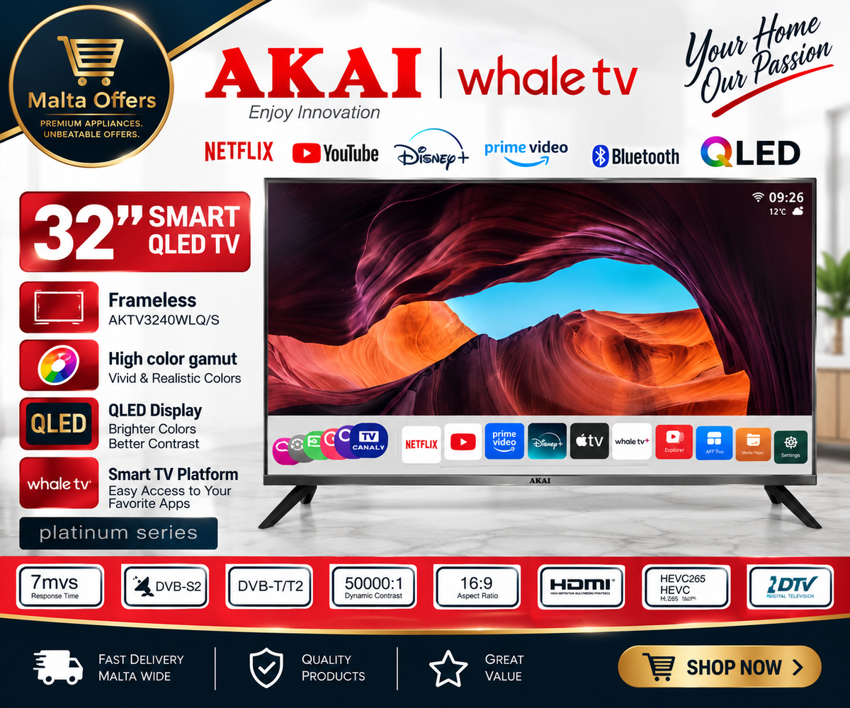 AKAI 32″ Smart QLED TV – Frameless